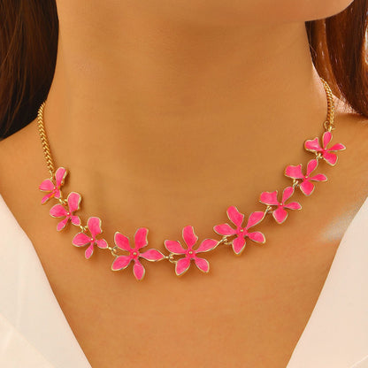 Fashion Geometric Flower 3D Vacation Style Necklace &amp; Bracelet Set