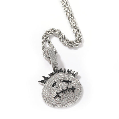 Hip-hop cartoon zircon spiky-head avatar necklace
