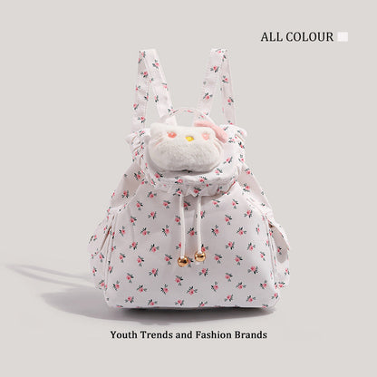 Cute small backpack for girls teens, floral canvas backpack, cute girl backpack, commuter versatile school bag for girls