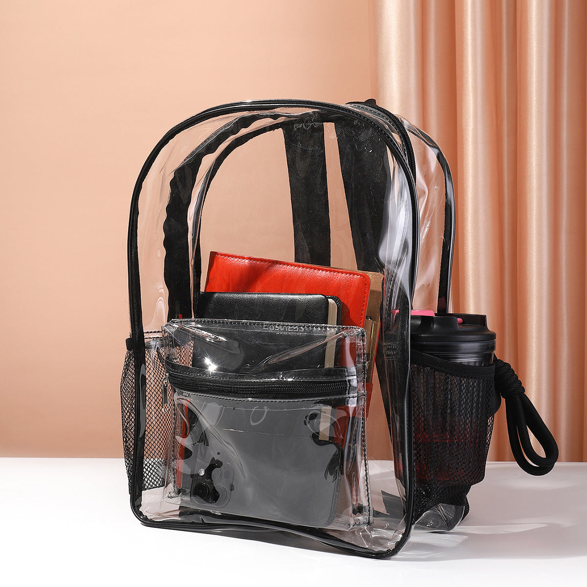 Transparent backpack, waterproof large capacity PVC storage bag, travel outdoor sports backpack purse