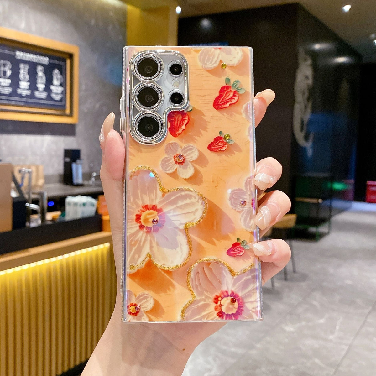 Luxury Rhinestone Flower Phone Case