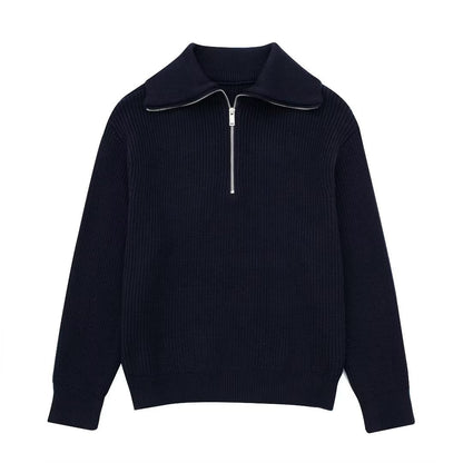 Casual All-match Open Collar Wool Sweater
