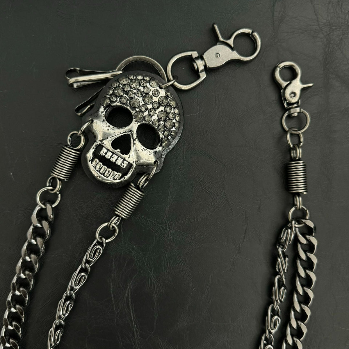 Pirate ghost head punk metal spike double-layer waist chain