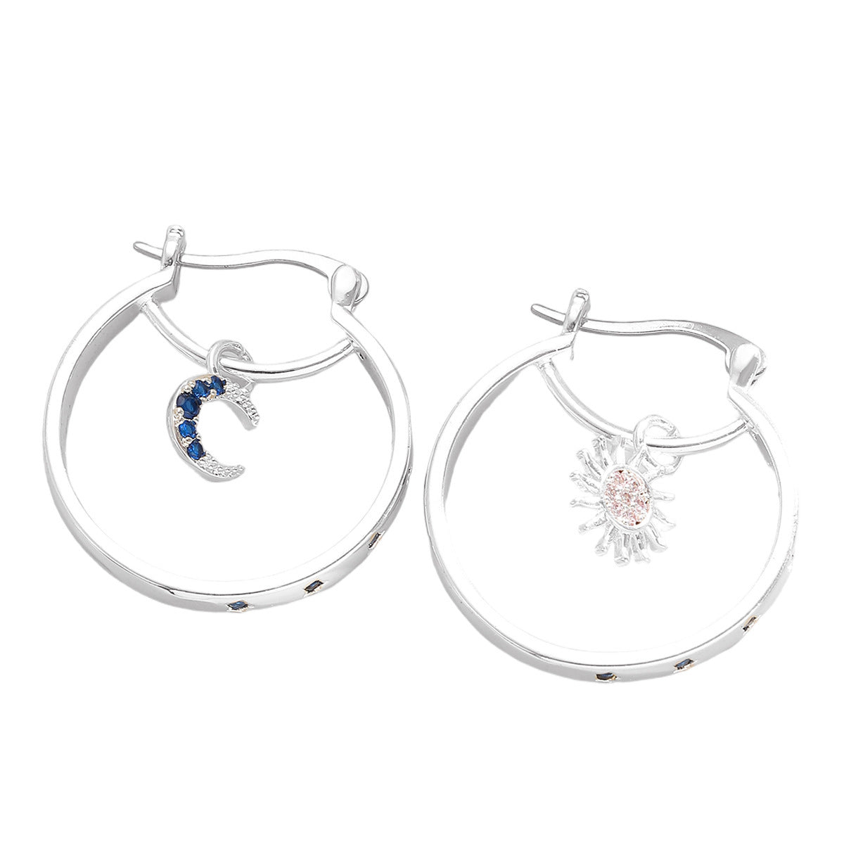 Luxury Twisted Sun &amp; Moon Design Double Hoop Earrings for Women