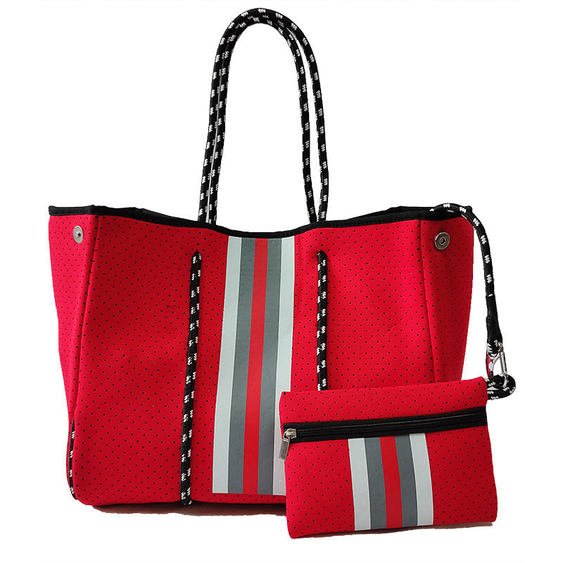 Neoprene Perforated Tote Set – Mother-Child Beach Bag, Water-Resistant Gym &amp; Swim Duffle