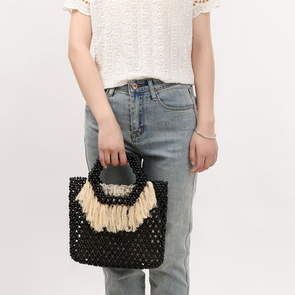 Beach Vacation Wooden Bead Bag – Handwoven Women&