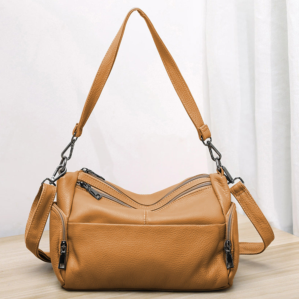 Elegant Genuine Leather Shoulder Bag – Stylish Crossbody &amp; Underarm Mommy Bag hobo