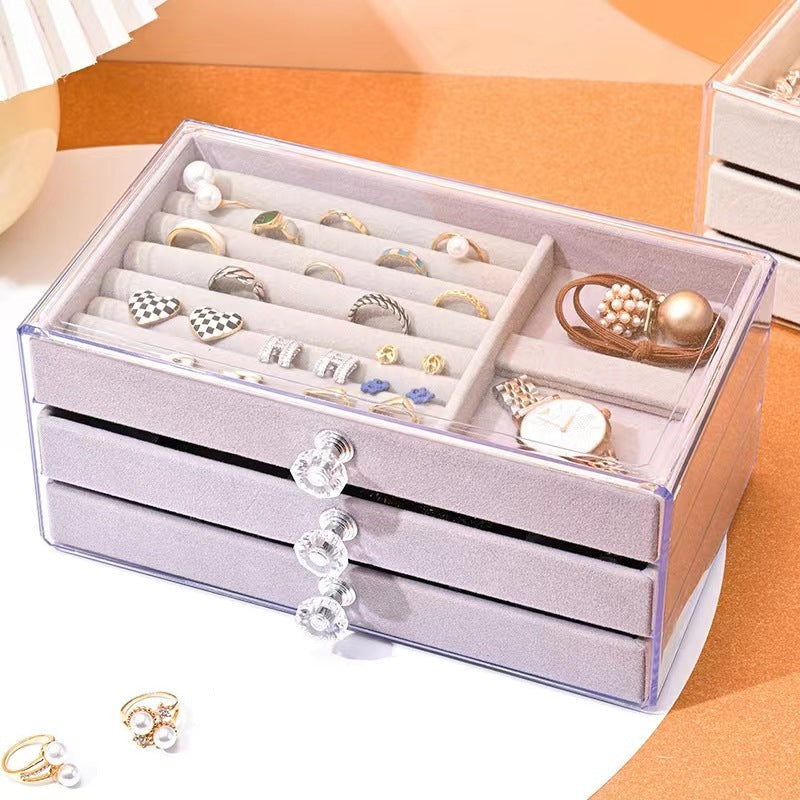 Multi-layer anti-oxidation jewelry box, earrings necklace bracelet jewelry storage box large capacity