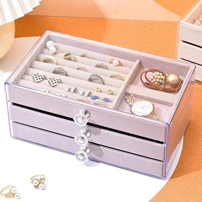 Multi-layer anti-oxidation jewelry box, earrings necklace bracelet jewelry storage box large capacity
