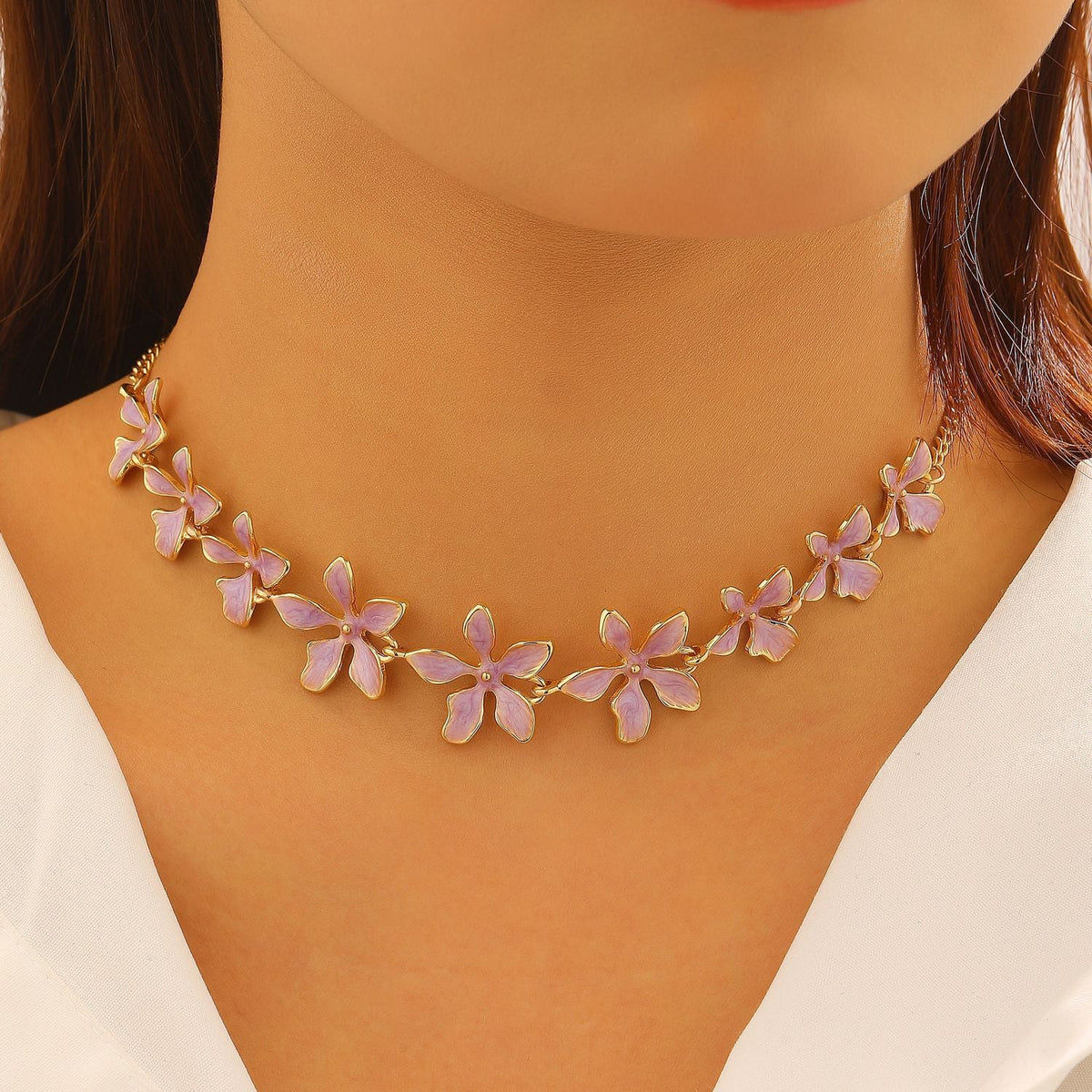 Fashion Geometric Flower 3D Vacation Style Necklace &amp; Bracelet Set