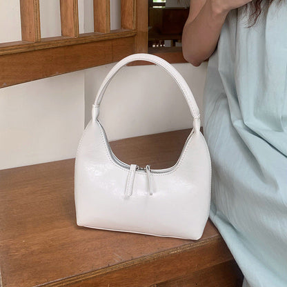 Silver mini hobo shoulder bag, small shoulder purse, women&