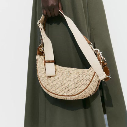 Chic Summer Female Hobo Bag – Fashionable Versatile Shoulder Crossbody Bag, Elegant Small Hand Woven Armpit Bag