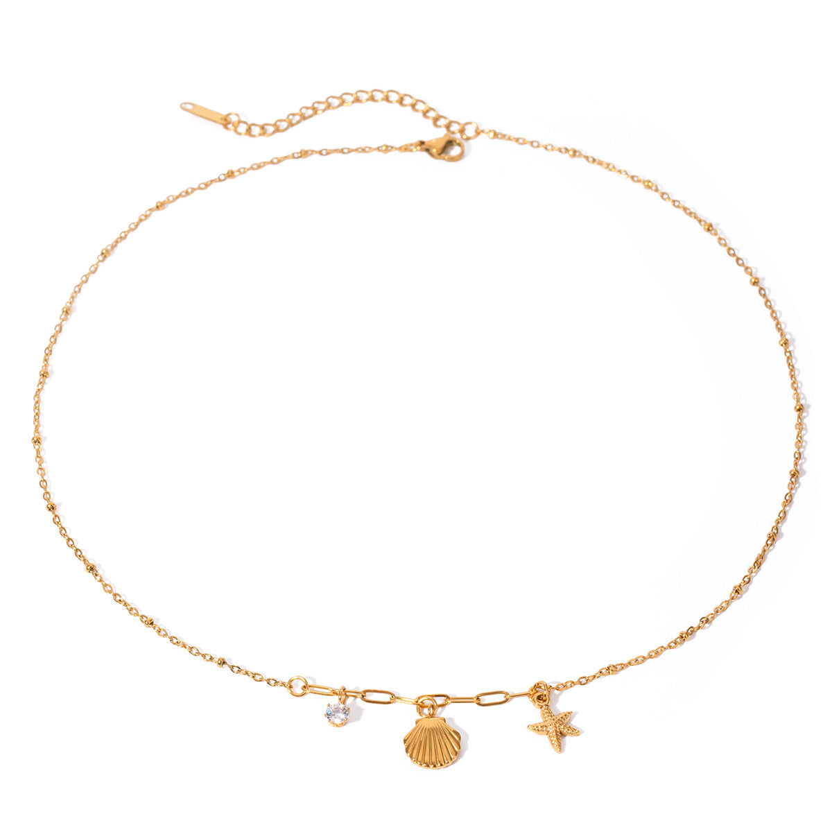 Small starfish shell zircon necklace