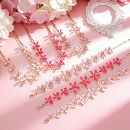 Fashion Geometric Flower 3D Vacation Style Necklace &amp; Bracelet Set