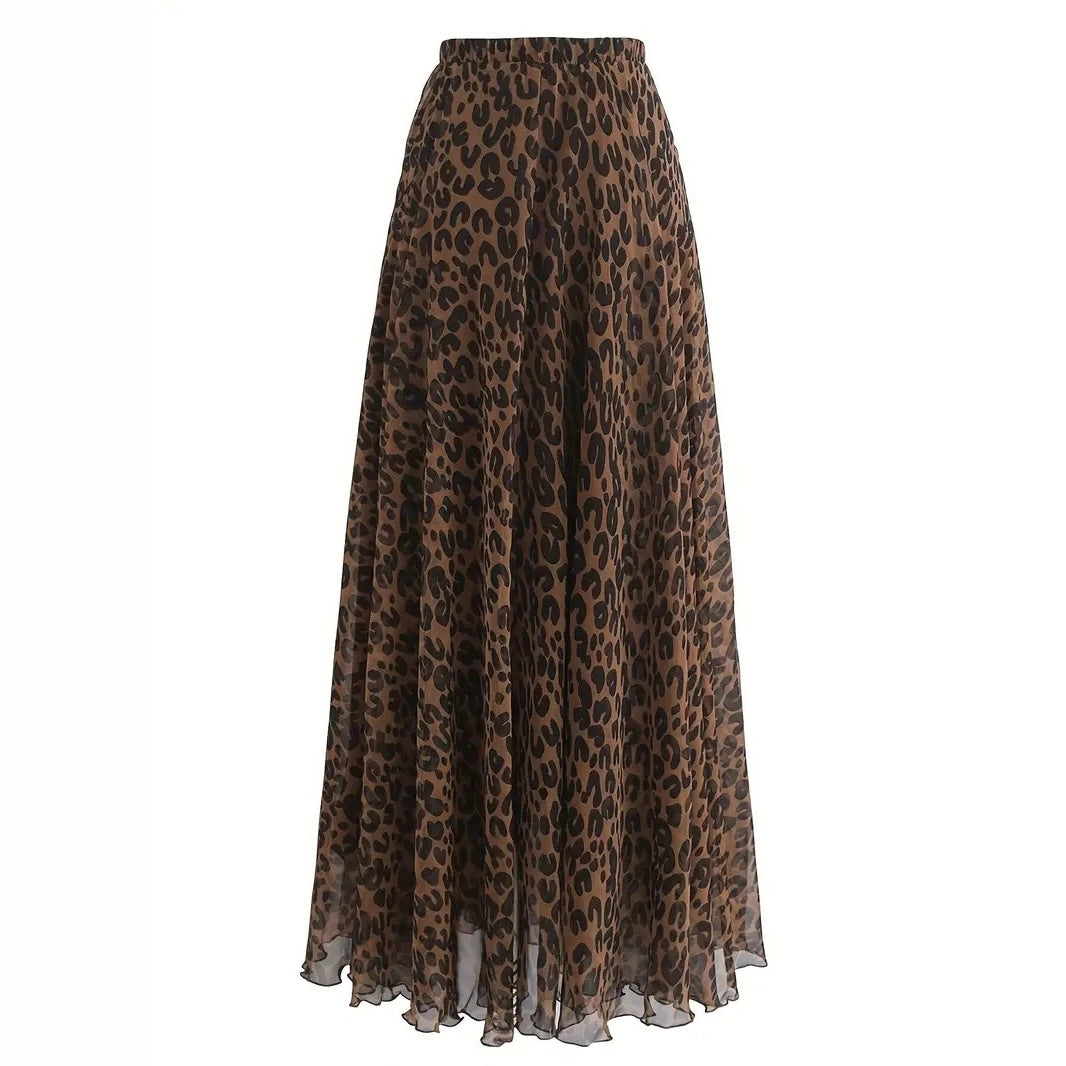 Leopard Print Skirt &amp; Black Top Set