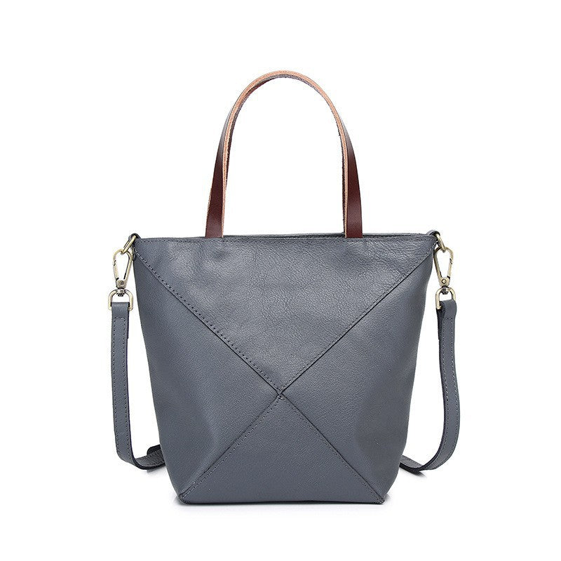 Elegant Genuine Leather Shoulder Bag - Stylish Folding Geometric Bucket Bag &amp; Large Capacity Tote for Women hobo