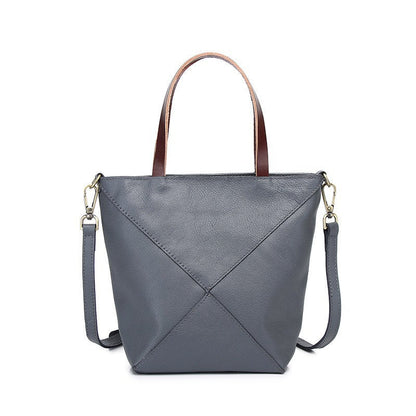 Elegant Genuine Leather Shoulder Bag - Stylish Folding Geometric Bucket Bag &amp; Large Capacity Tote for Women hobo