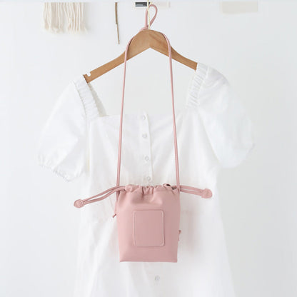 Soft PU Cute Mini Mobile Phone Bag - Fashionable Pleated Shoulder Women&