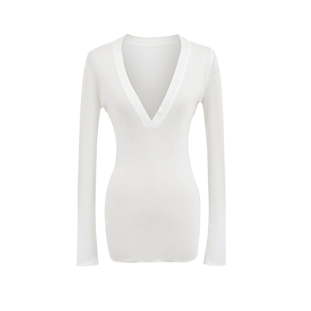 Deep V Neck Sheer T-Shirt