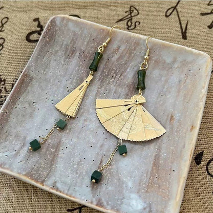 Bamboo Fan Tassel Earrings