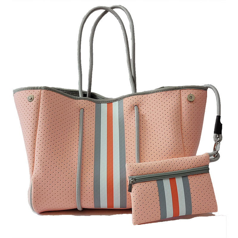 Neoprene Perforated Tote Set – Mother-Child Beach Bag, Water-Resistant Gym &amp; Swim Duffle