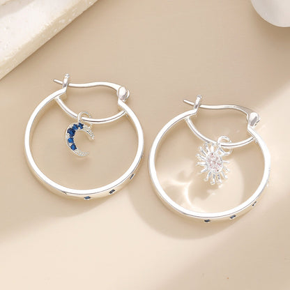 Luxury Twisted Sun &amp; Moon Design Double Hoop Earrings for Women