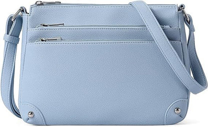 Small crossbody bag for women, shoulder bag multi-zip pocket bag, classic function messenger bag