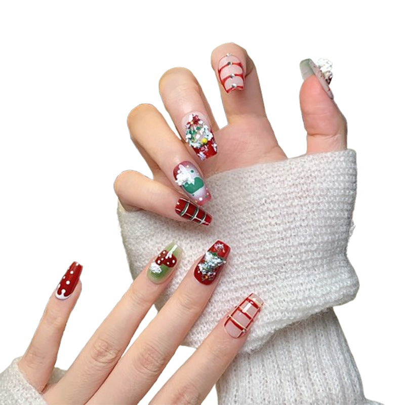Christmas handmade nail wear boutique high-end nail art fake nail flakes autumn and winter