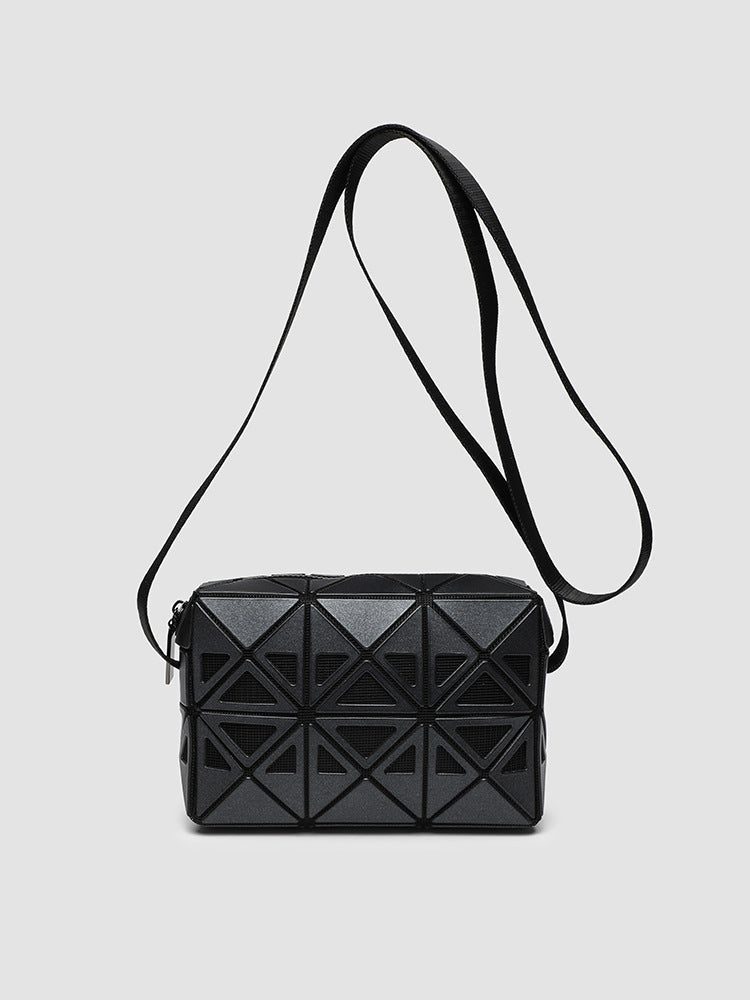 Fashion mini square box, hollow geometric design splicing crossbody bag, fashion commuter shoulder Crossbody bag, small square purse