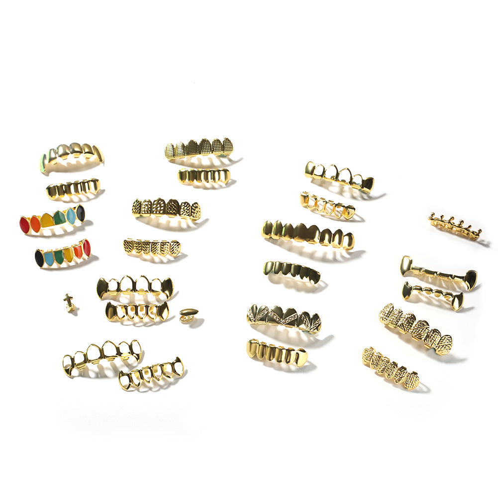 Hip-hop polished braces with gold electroplating
