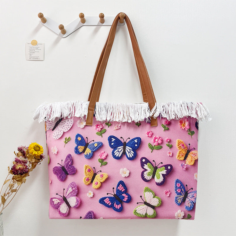 3D Print Fringe Bag – Reversible Large Beach Tote, Women&