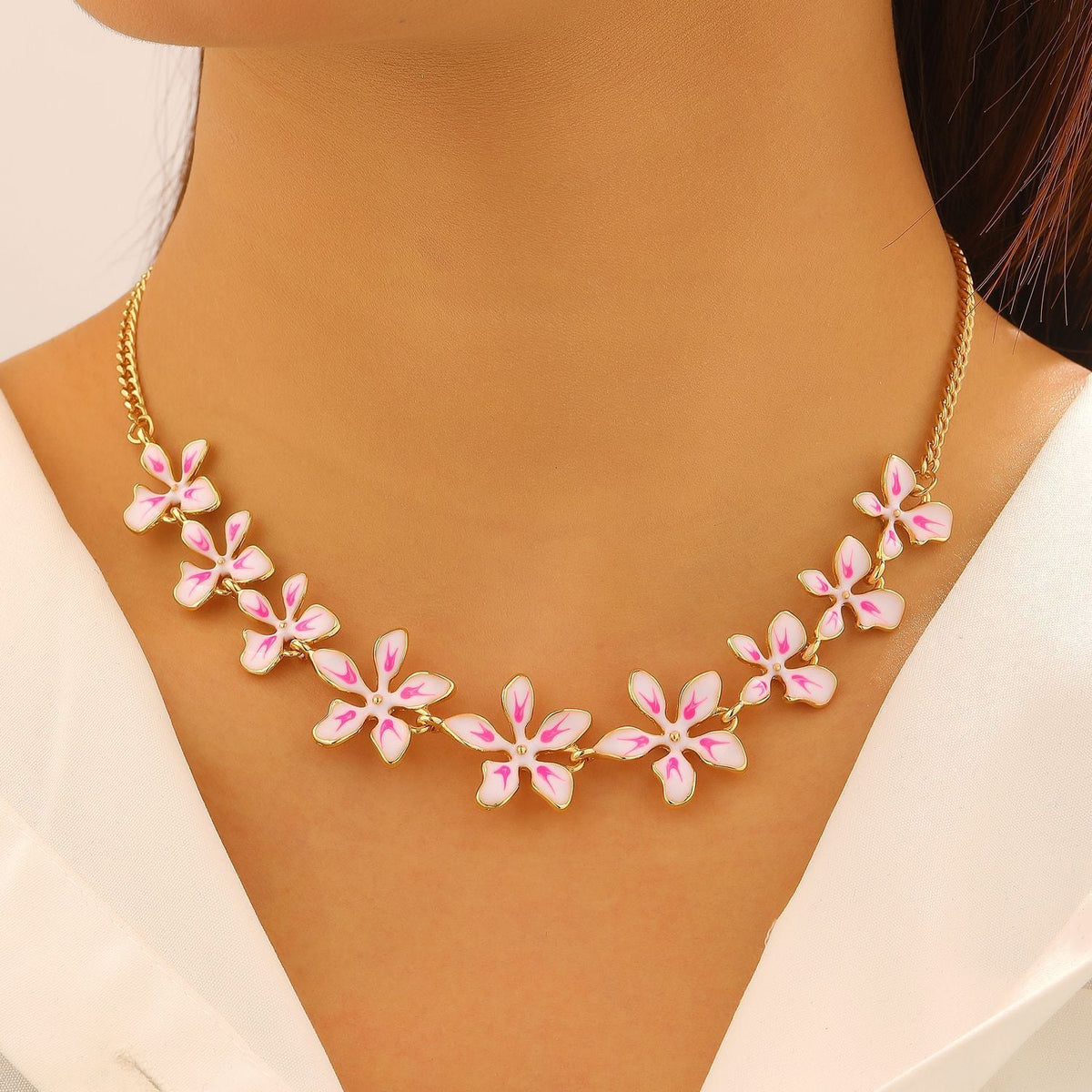 Fashion Geometric Flower 3D Vacation Style Necklace &amp; Bracelet Set