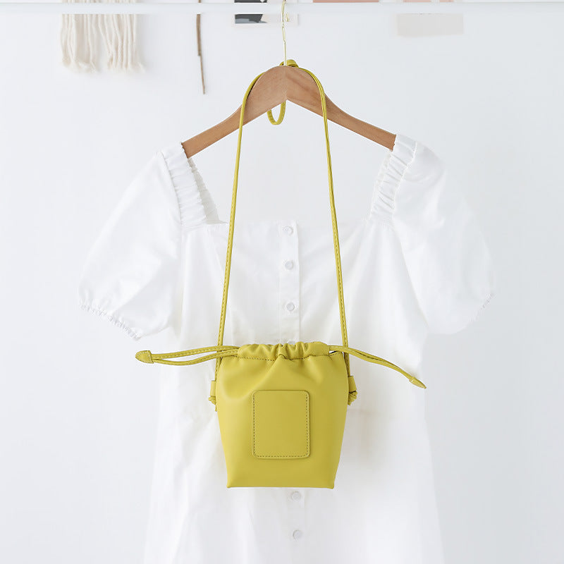 Soft PU Cute Mini Mobile Phone Bag - Fashionable Pleated Shoulder Women&