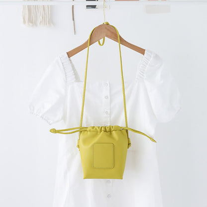 Soft PU Cute Mini Mobile Phone Bag - Fashionable Pleated Shoulder Women&