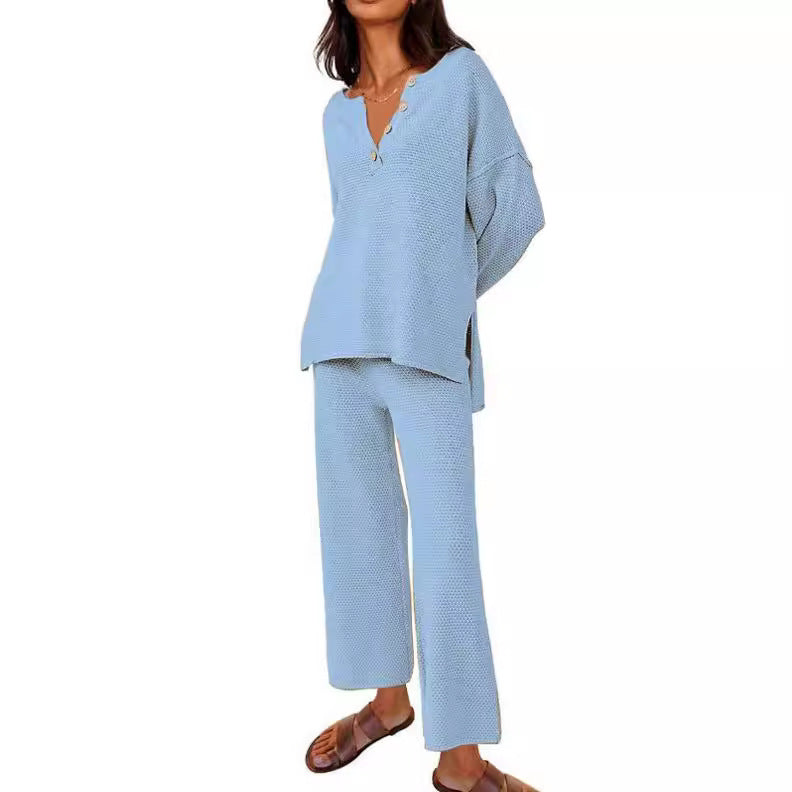 Solid Color Loose Leisure Two-Piece Set