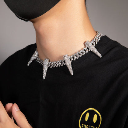 Hip-hop diamond-encrusted black panther necklace