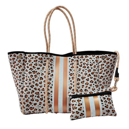 Neoprene Perforated Tote Set – Mother-Child Beach Bag, Water-Resistant Gym &amp; Swim Duffle