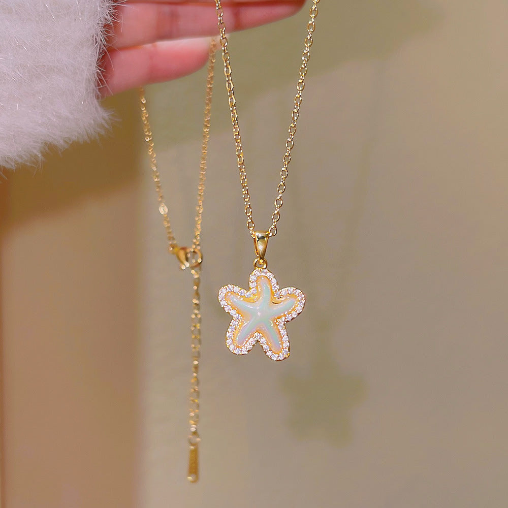 Light luxury starfish necklace inlaid with bricks
