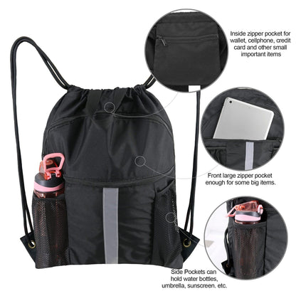 Basketball football drawstring backpack, drawstring backpack with shoe compartment, sports belt pocket sports equipment bag