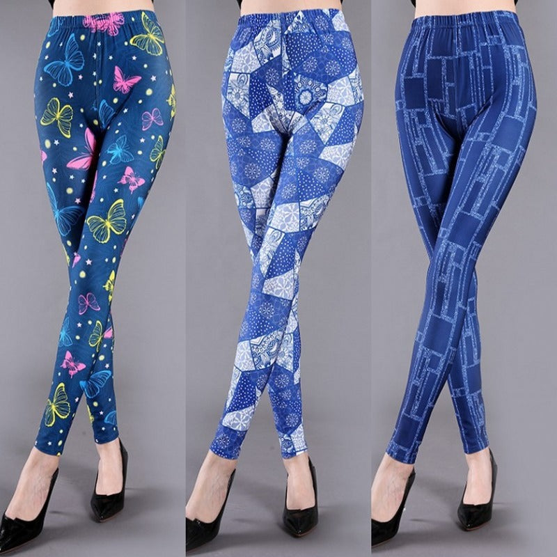 Spring and Summer Printed Milk Silk Leggings