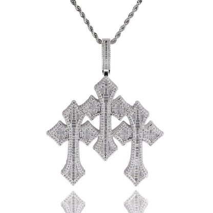 Retro Cross Square Zircon Inlay Necklace