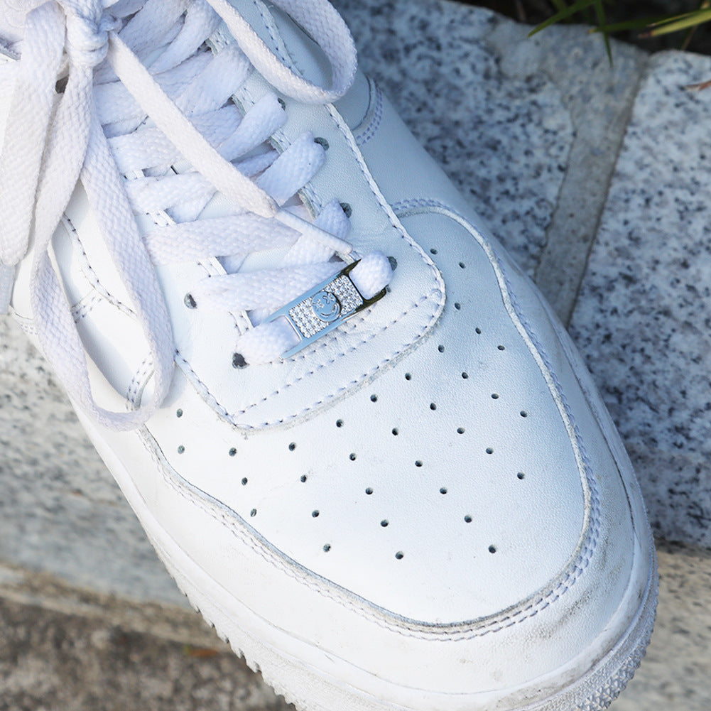 Hip-hop zircon cross smiling face broken heart shoe buckle