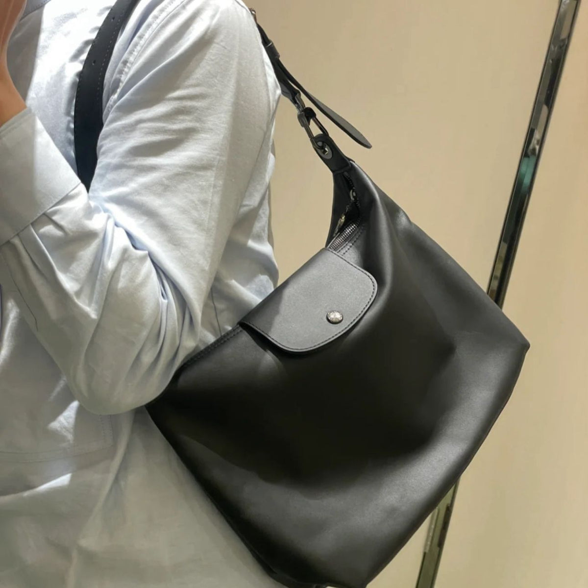 Hobo shoulder bag, boho grey women&