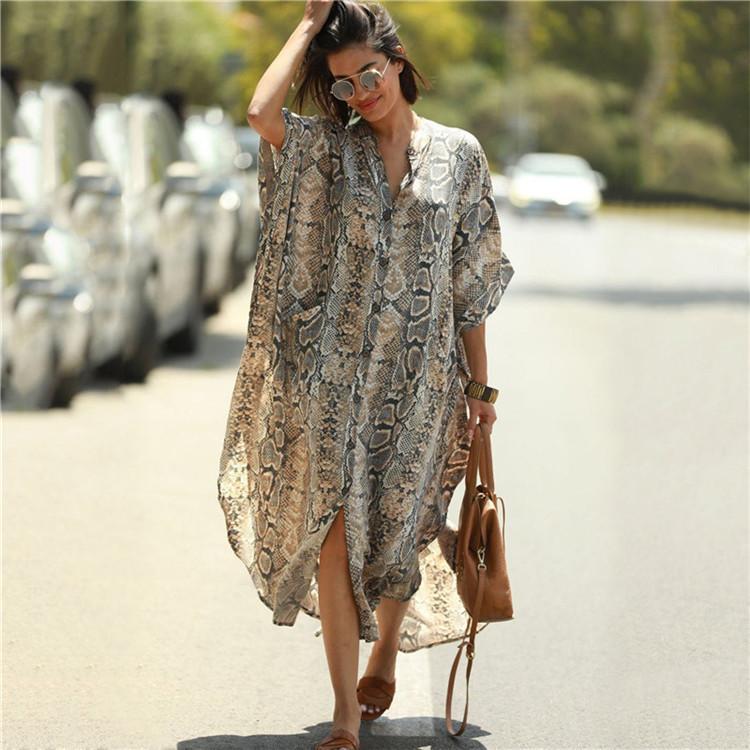 Black &amp; Brown Striped Beach Robe ¨C Sexy Single-Breasted Bikini Cover-Up, Vacation Kimono