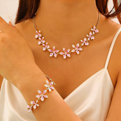 Fashion Geometric Flower 3D Vacation Style Necklace &amp; Bracelet Set