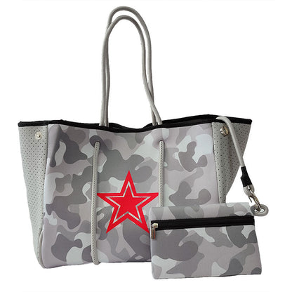 Neoprene Perforated Tote Set – Mother-Child Beach Bag, Water-Resistant Gym &amp; Swim Duffle