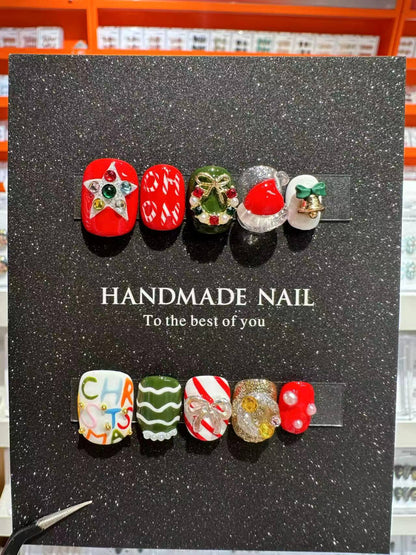 Christmas handmade nail wear temperament gentle nail art nail patch