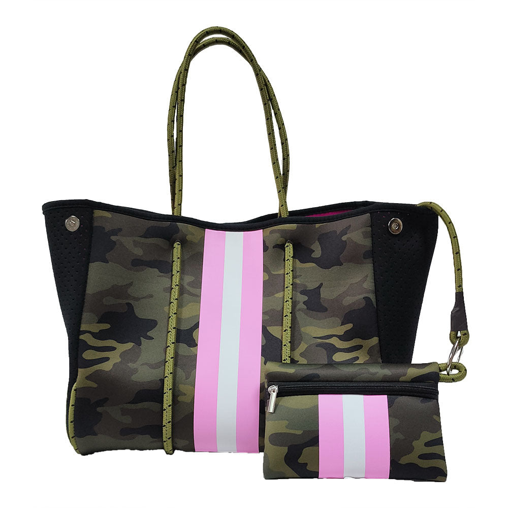 Neoprene Perforated Tote Set – Mother-Child Beach Bag, Water-Resistant Gym &amp; Swim Duffle