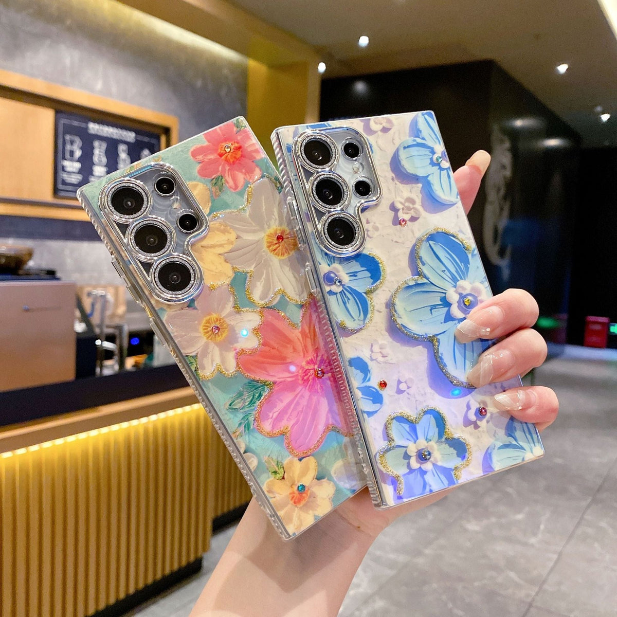 Luxury Rhinestone Flower Phone Case