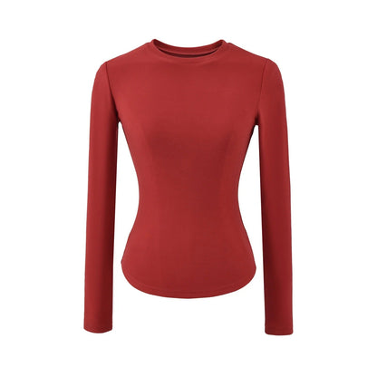 Hourglass Waist Long Sleeve T-Shirt beige